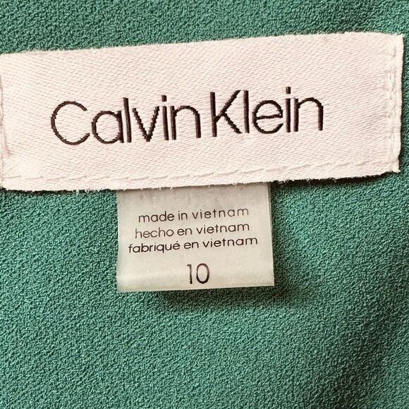 Calvin Klein Dress Womens Sz 10 Green Cap Sleeve Ruched Sheath Fitted Stretch - Picture 9 of 12